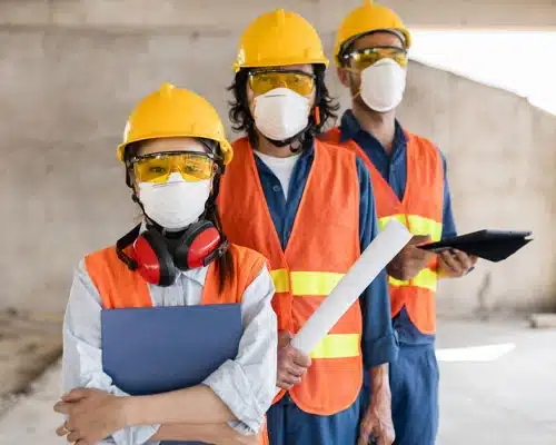 workers with safety equipment